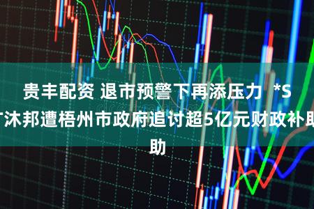 贵丰配资 退市预警下再添压力  *ST沐邦遭梧州市政府追讨超5亿元财政补助