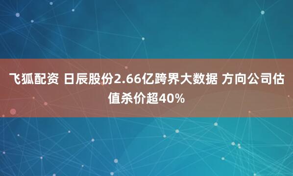 飞狐配资 日辰股份2.66亿跨界大数据 方向公司估值杀价超40%