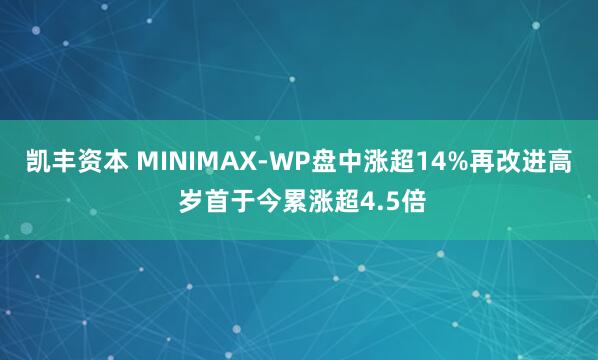 凯丰资本 MINIMAX-WP盘中涨超14%再改进高 岁首于今累涨超4.5倍