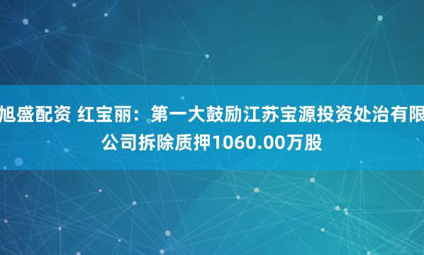 旭盛配资 红宝丽：第一大鼓励江苏宝源投资处治有限公司拆除质押1060.00万股